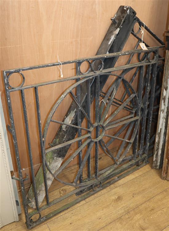 A pair of wrought iron gates and post each gate 100 x 92cm